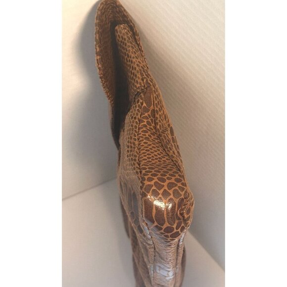 Aldo Brown Snake Print‎ Faux Leather Clutch Bag With Magnetic Snap Closure - Picture 15 of 16
